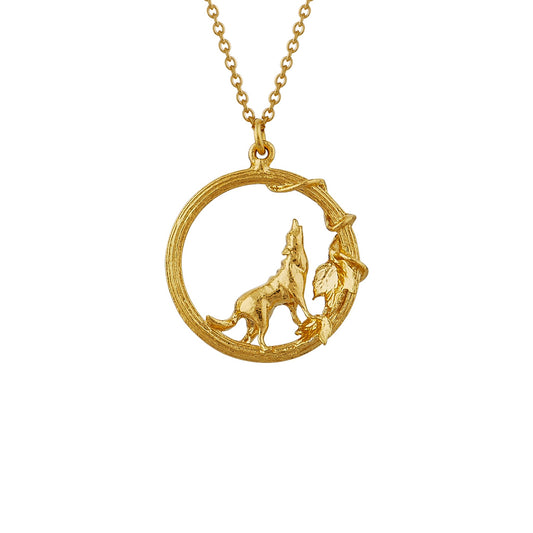 Loop Necklace with Howling Wolf