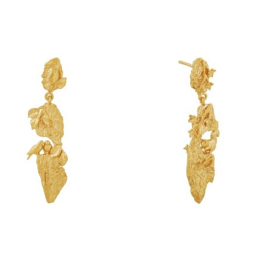 gold forest earrings