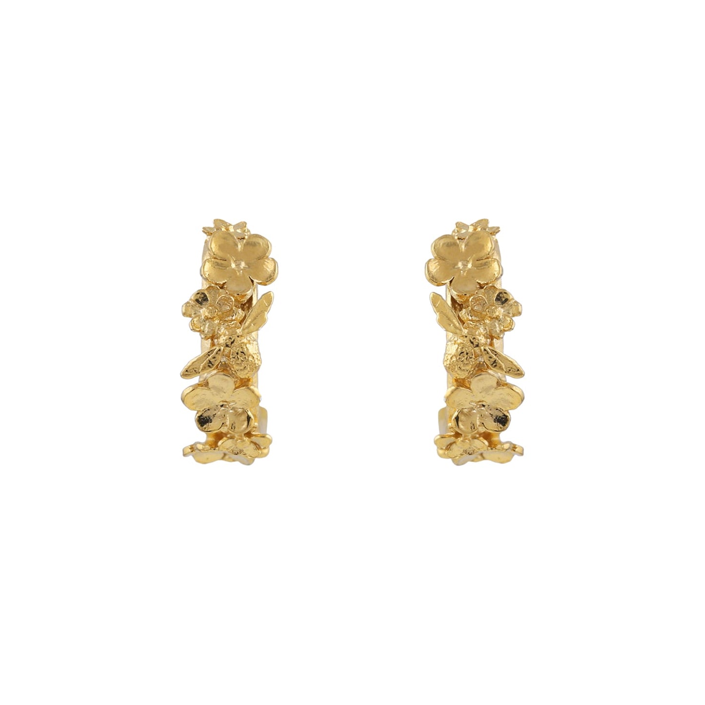 Floral Huggie Hoops with Bees