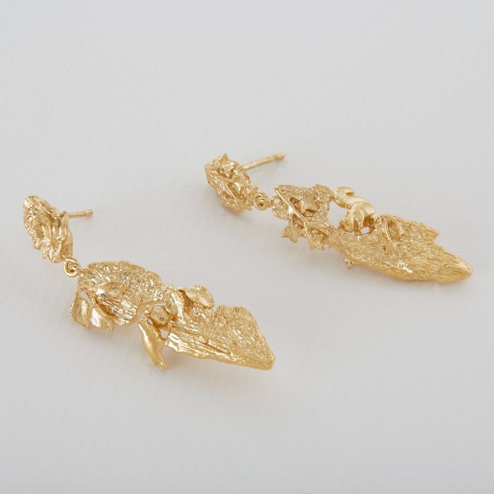 gold forest earrings