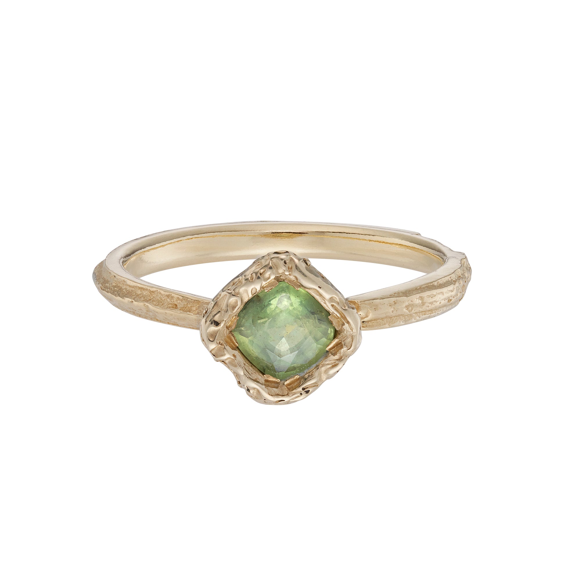green sapphire & gold ring