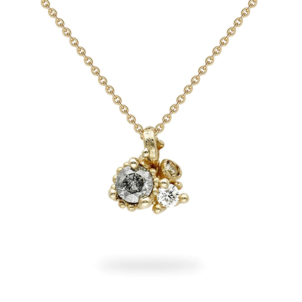 grey diamond cluster pendant