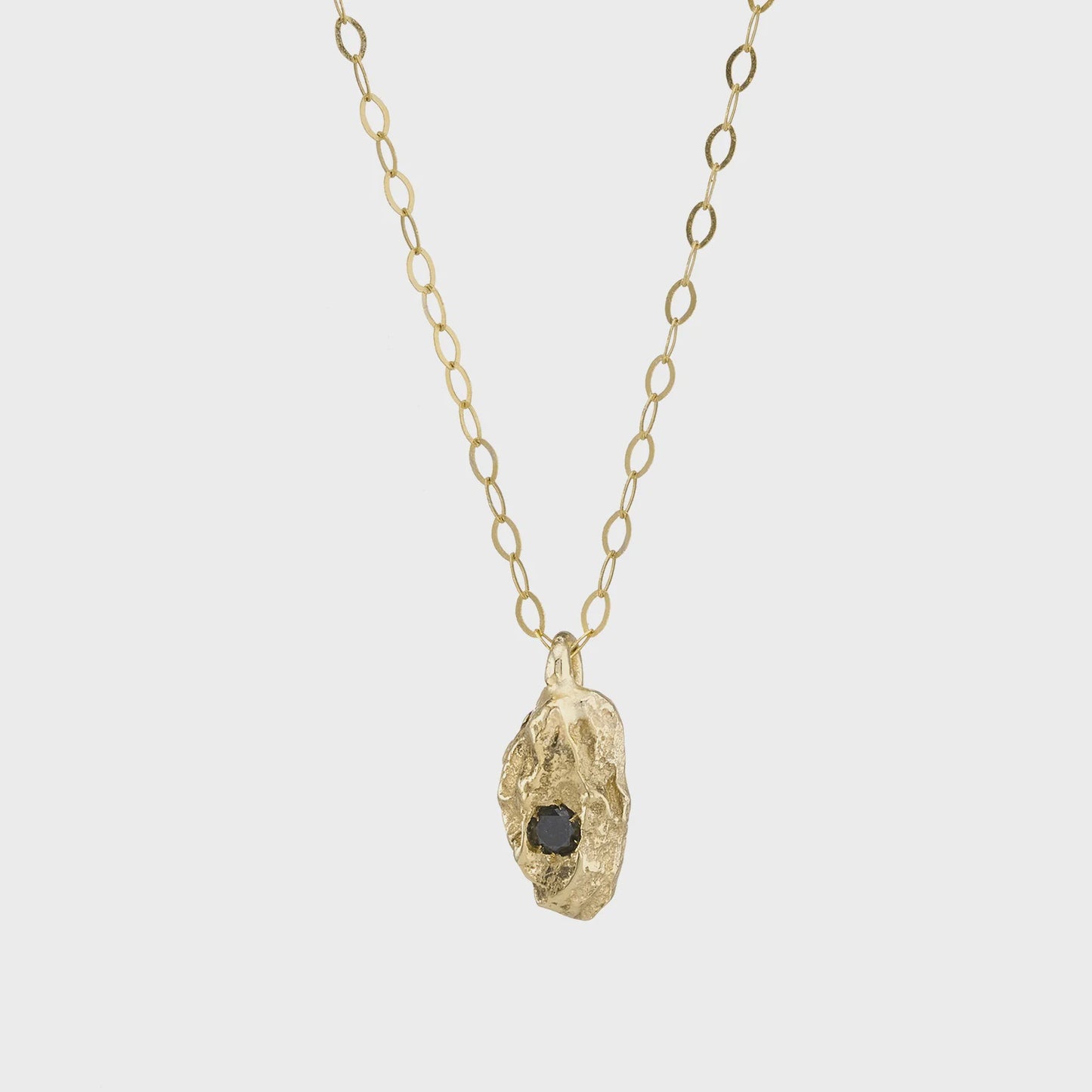 9ct yellow gold black diamond nugget pendant