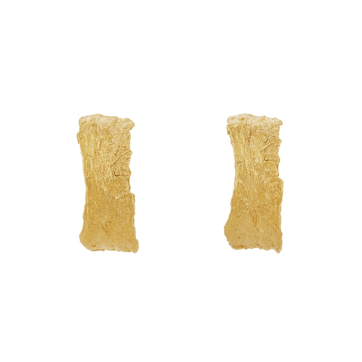 Wide Bark Hoop Earrings - Gold
