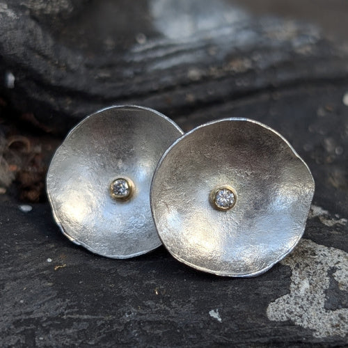 large silver and diamond studs
