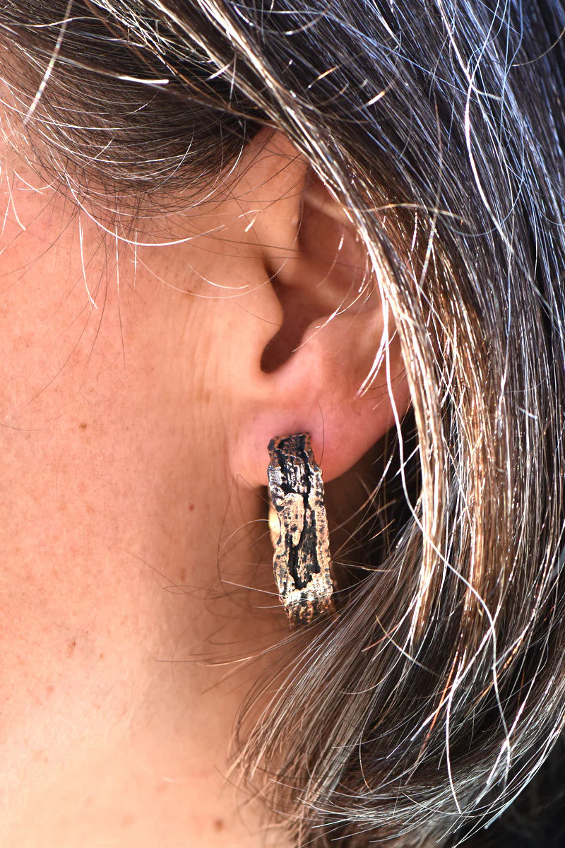 Large Bronze London Plane Hoop Earrings