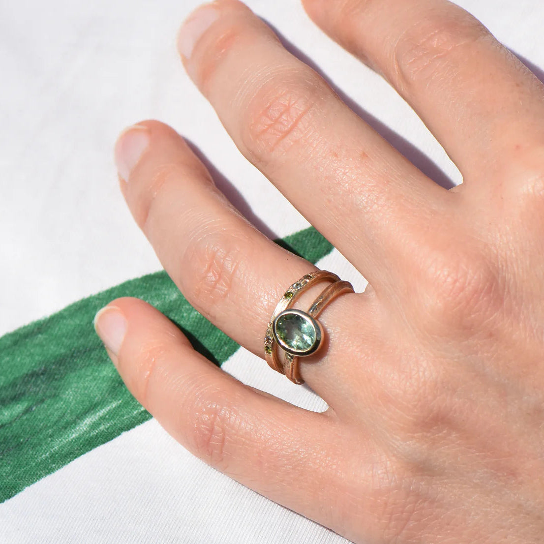 Mint Tourmaline & Gold Ring