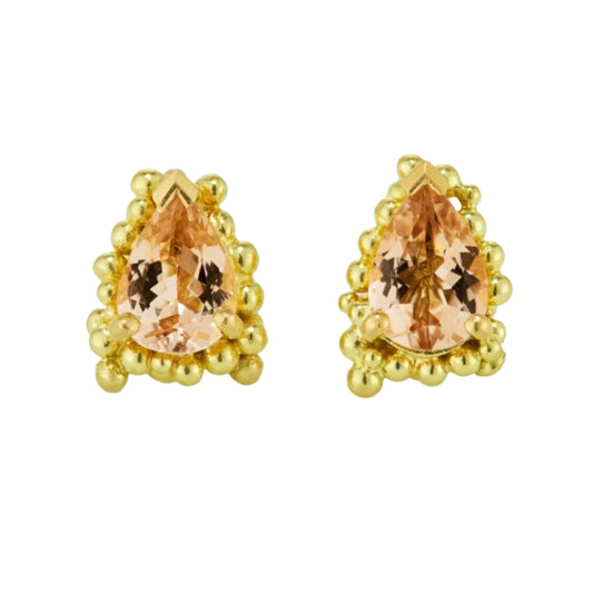 gold and morganite stud earrings