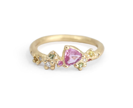 Pink Sapphire Pastel Cluster Ring