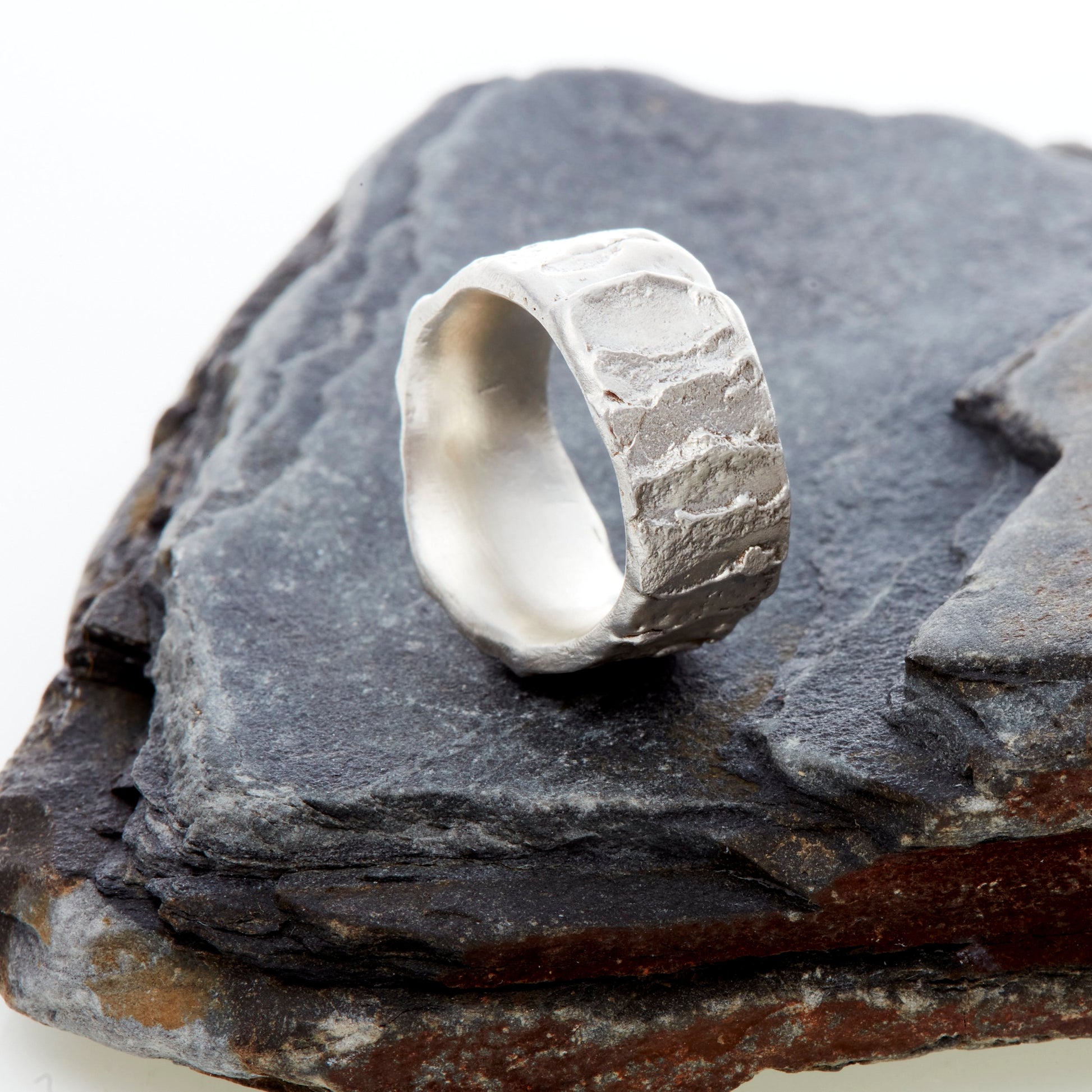 silver textured ring