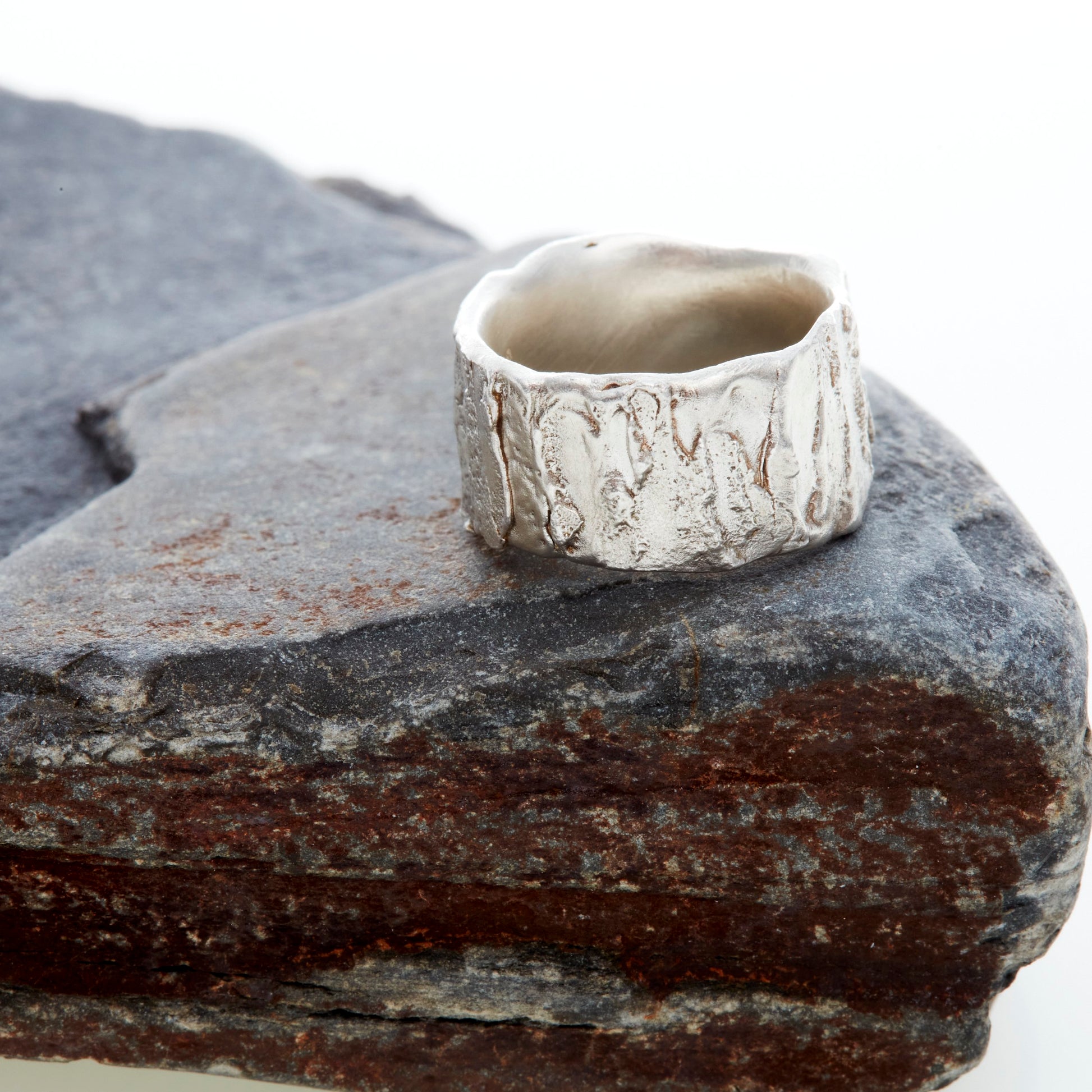textured silver ring