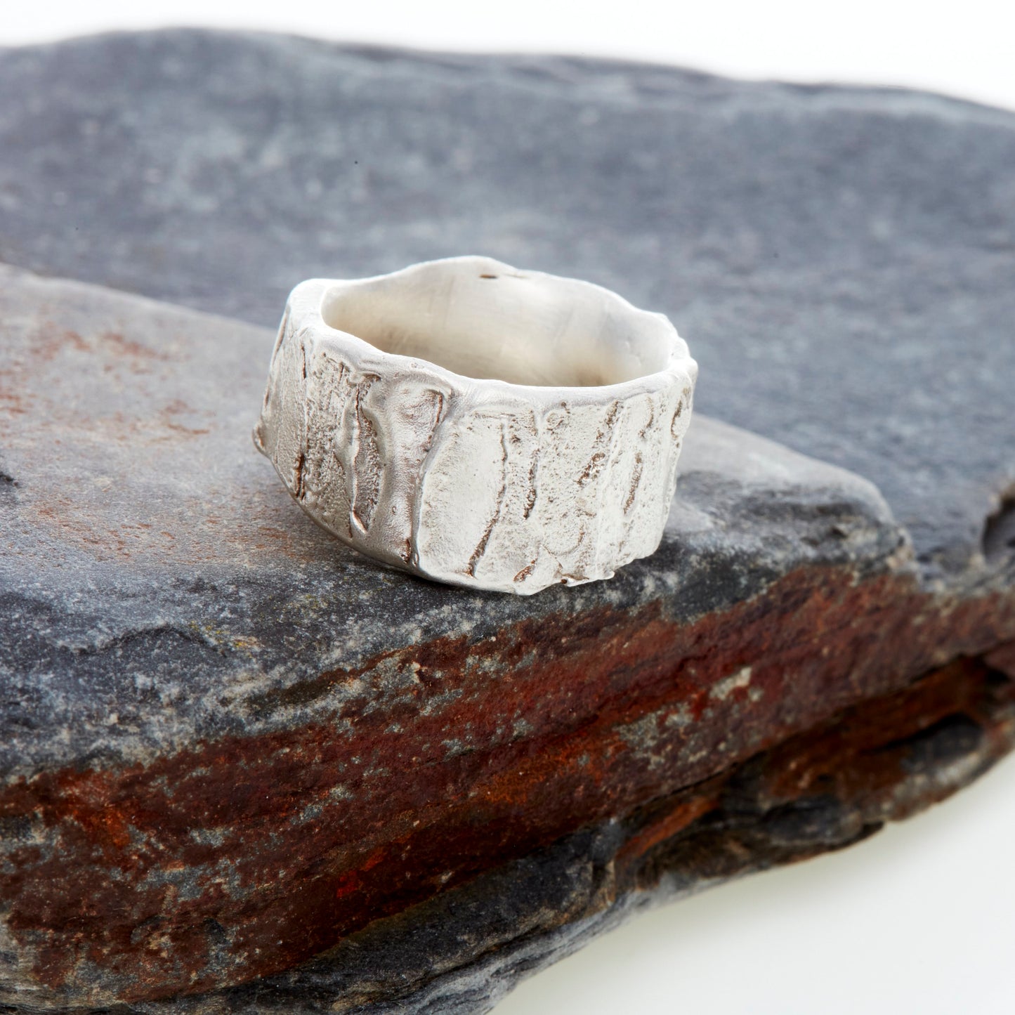 textured silver ring
