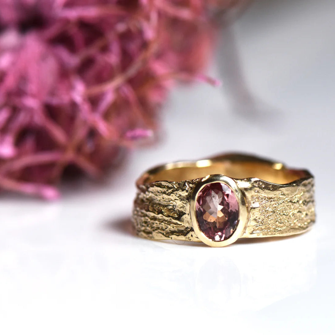 Pink Sapphire & Gold Ring