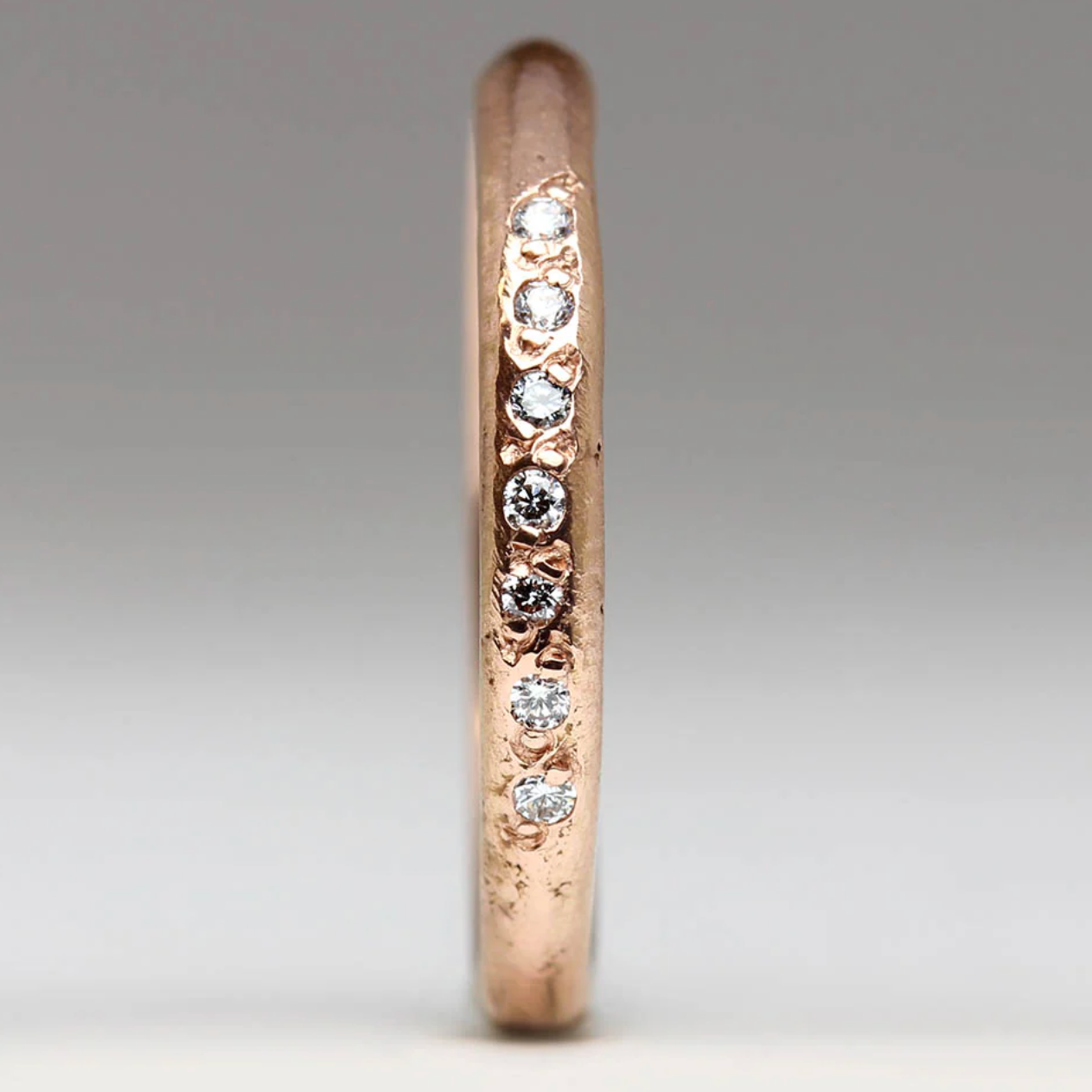 rose gold and sandcast ring