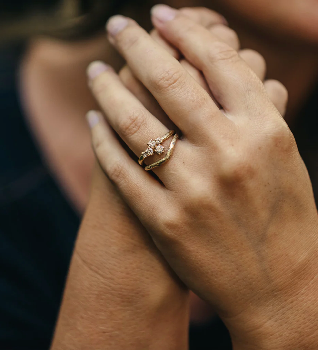 shaped gold and diamond wedding ring