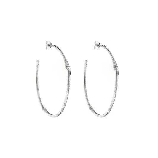 Silver Bamboo Hoops
