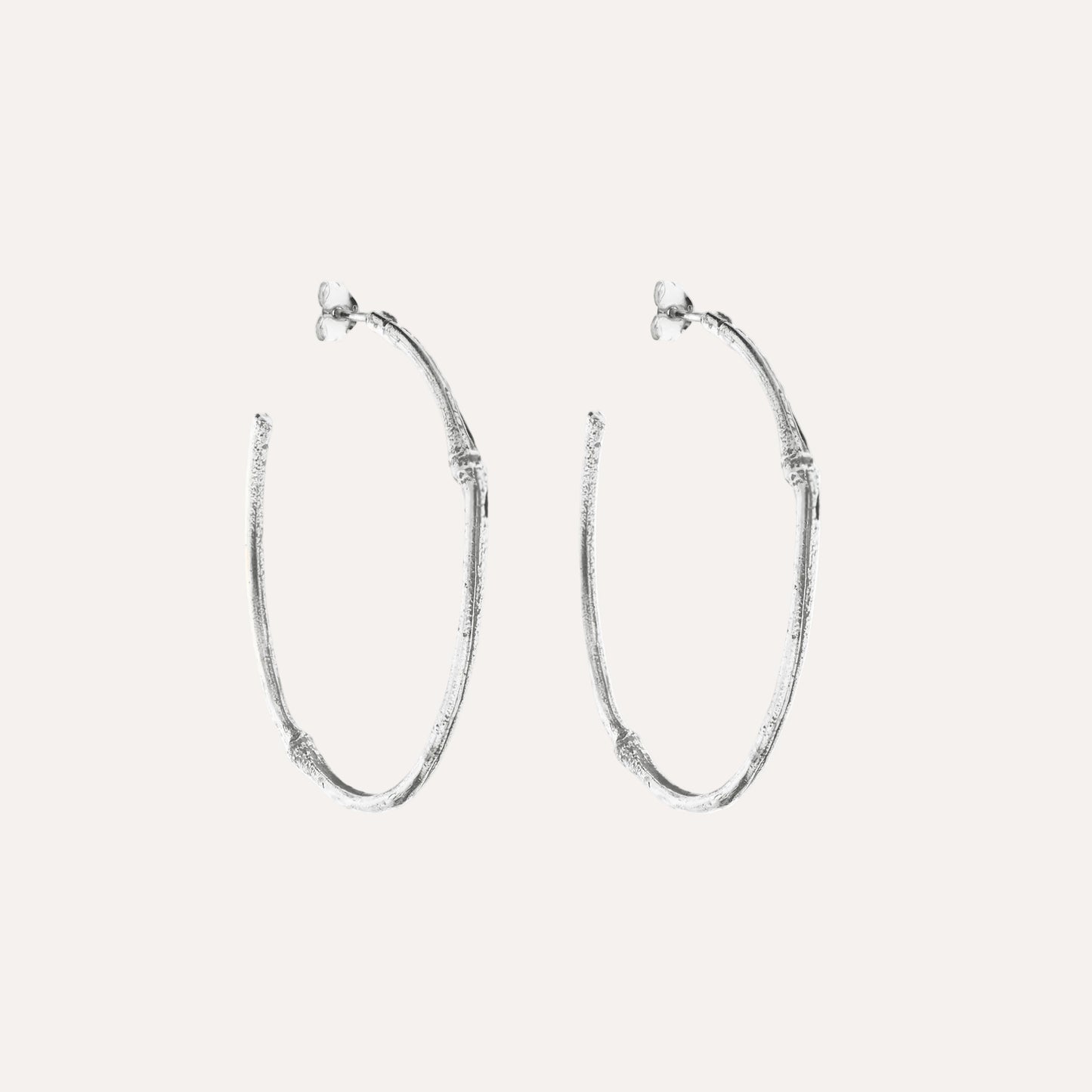 Silver Bamboo Hoops