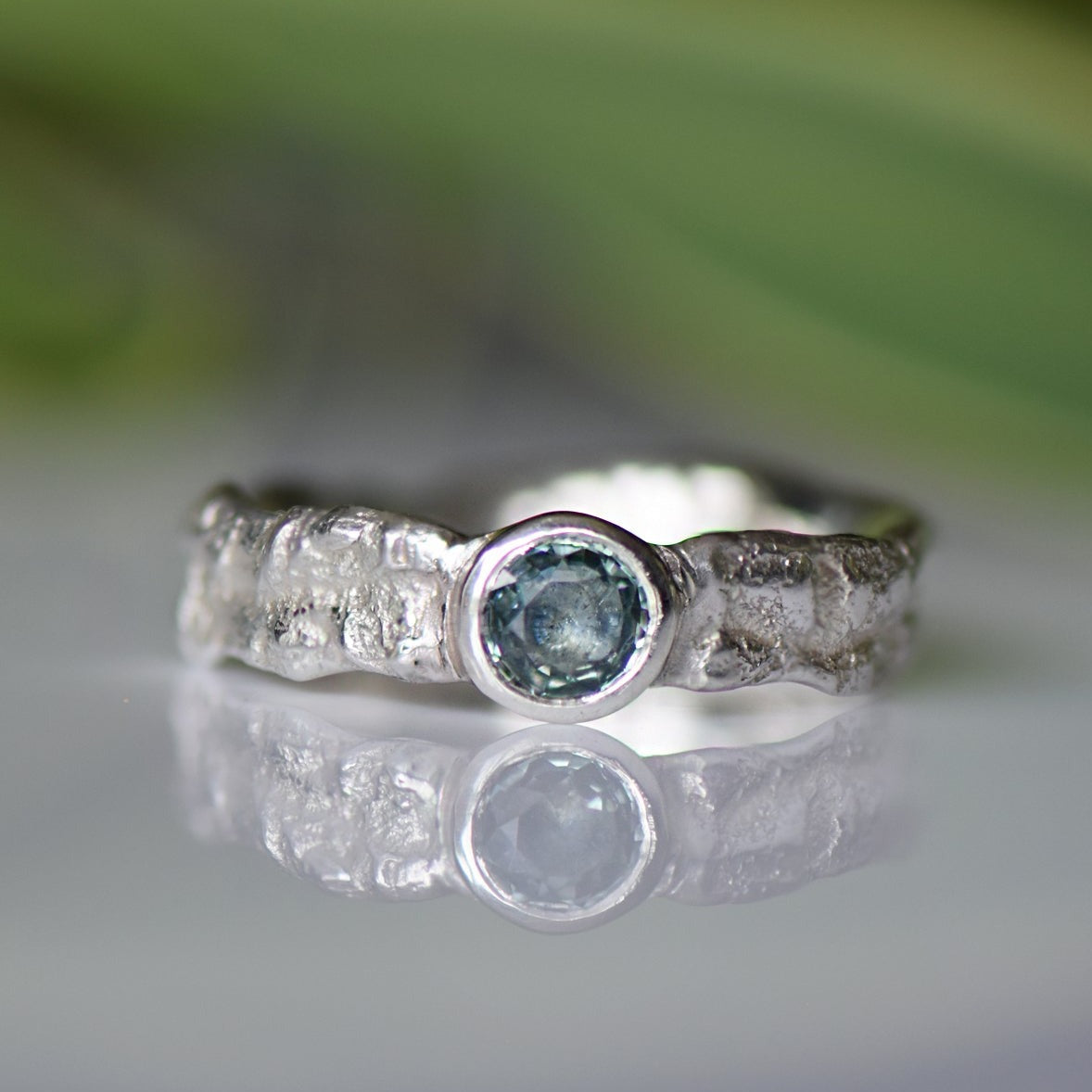 silver and sapphire ring