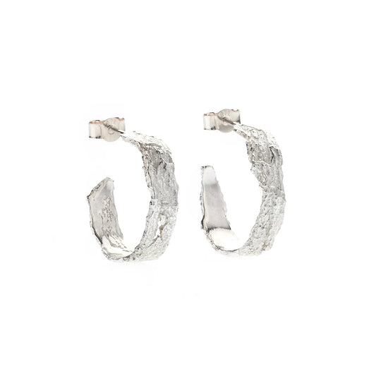 Medium London Plane Hoops - Silver