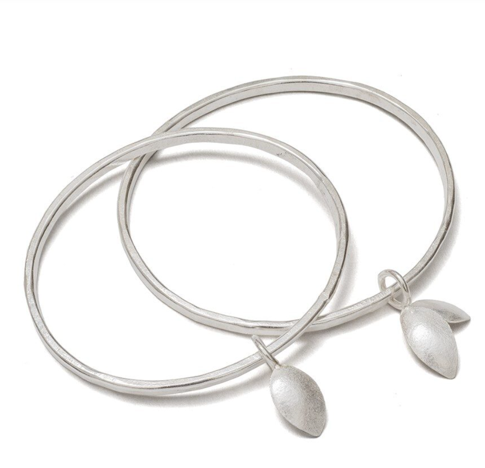 silver leaf bangle