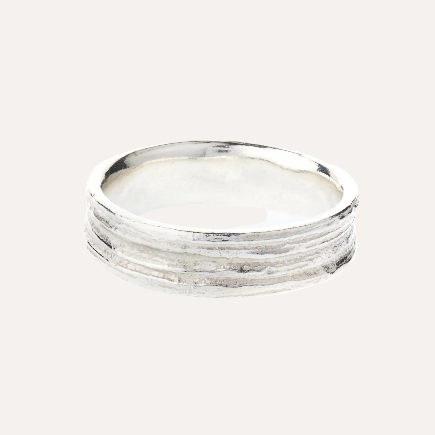 silver wide oak ring