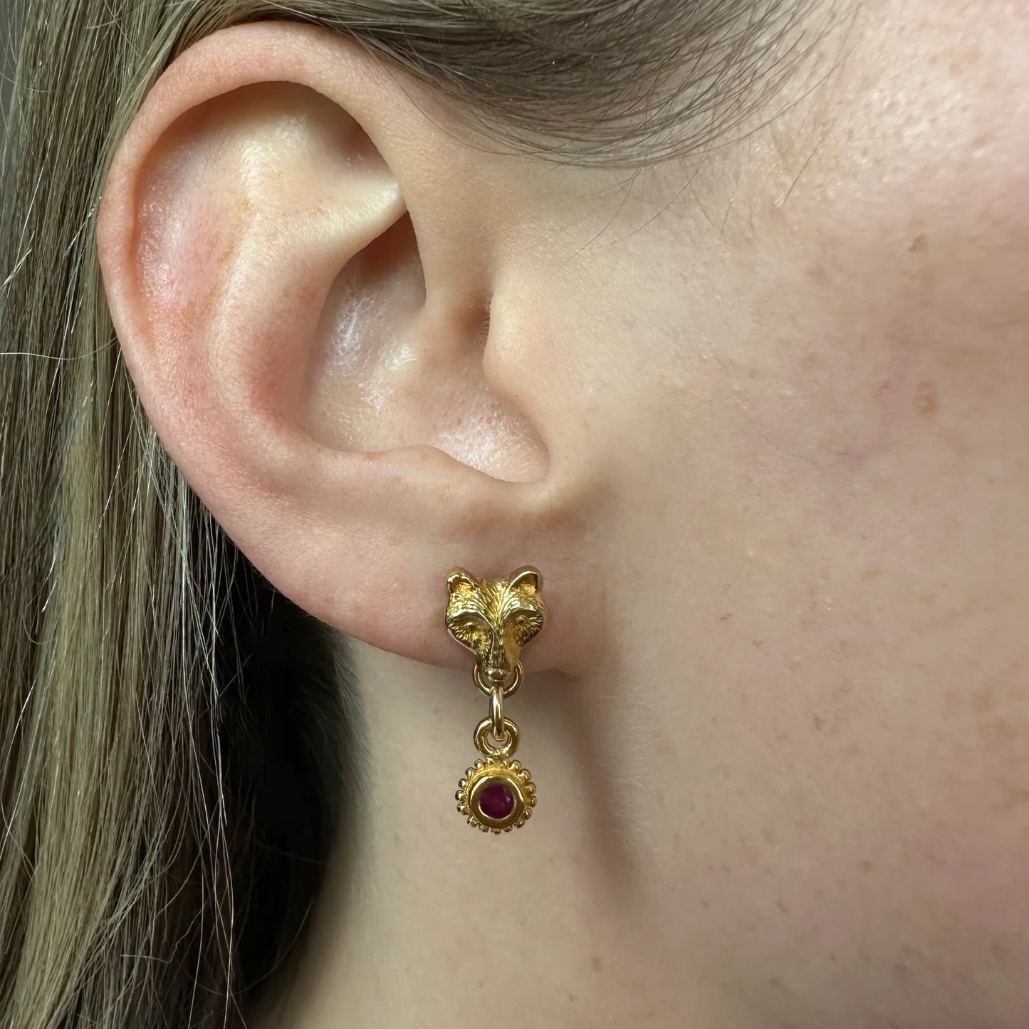 spirit wolf ruby earrings