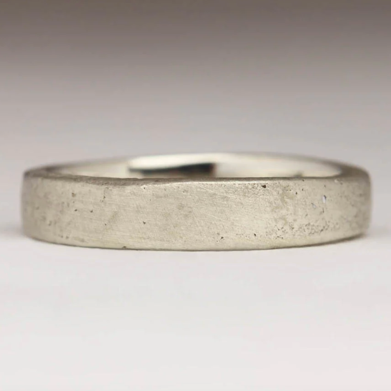 white gold sand cast ring