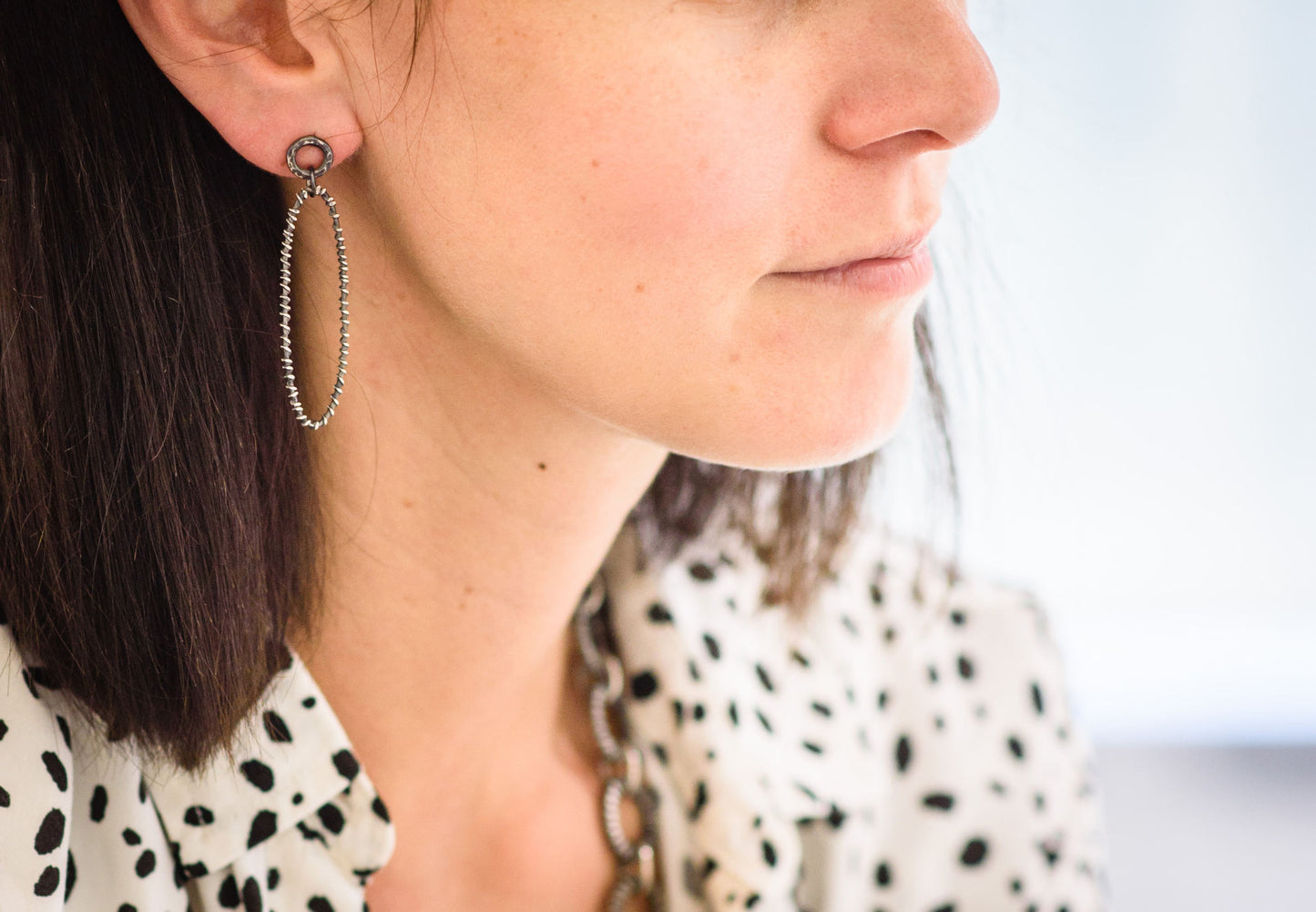 Oxidised Silver and Gold Earrings