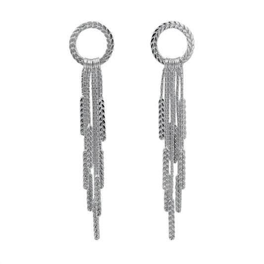 Demeter Large Tassel Earrings Silver