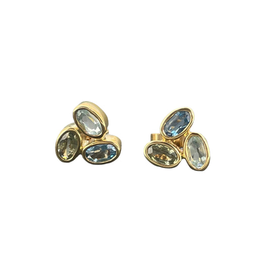 Sapphire, Topaz & Aquamarine Stud Earrings