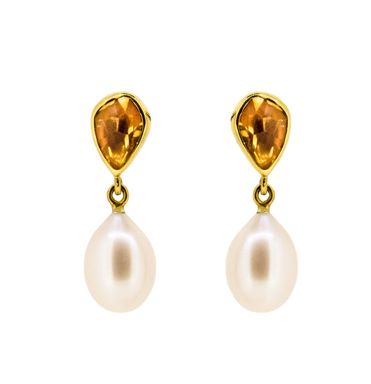 Citrine and Pearl Earrings