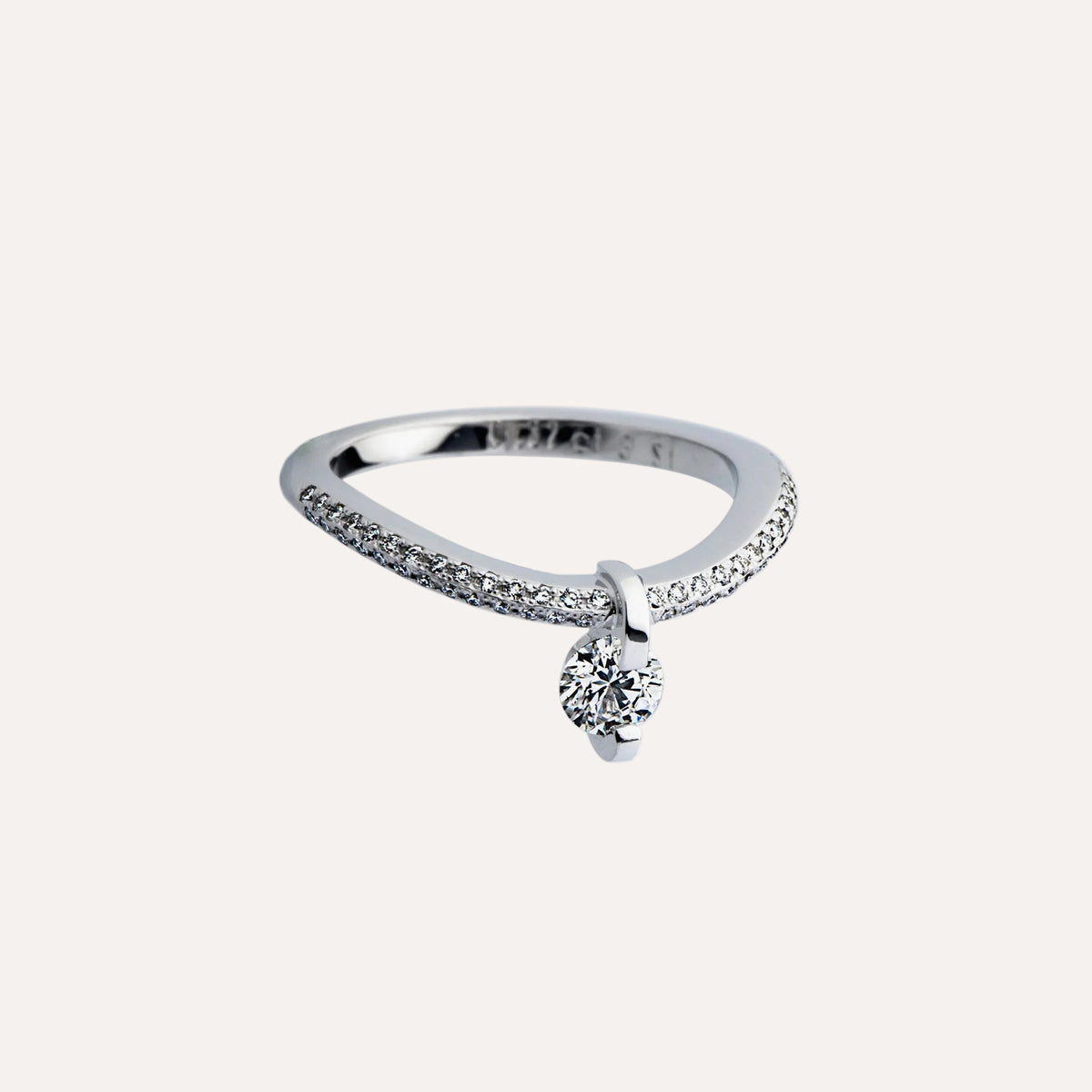 White Gold Diamond Drop Ring