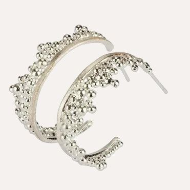Silver Scattered Crown Hoops