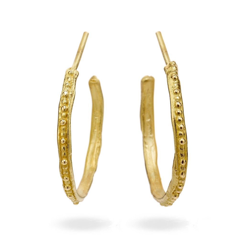 beaded gold hoop earrings