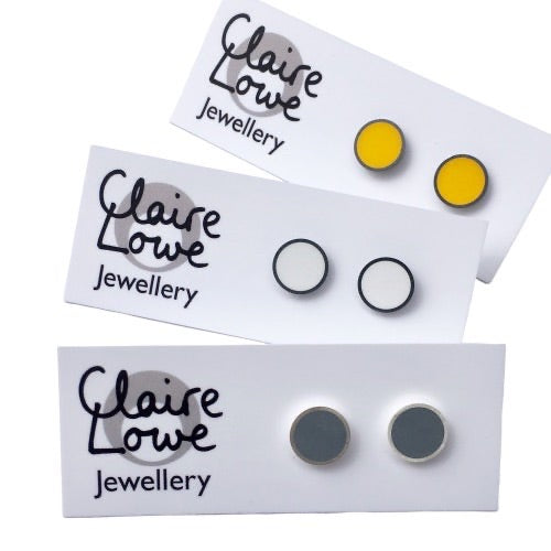 yellow, grey or white resin stud earrings