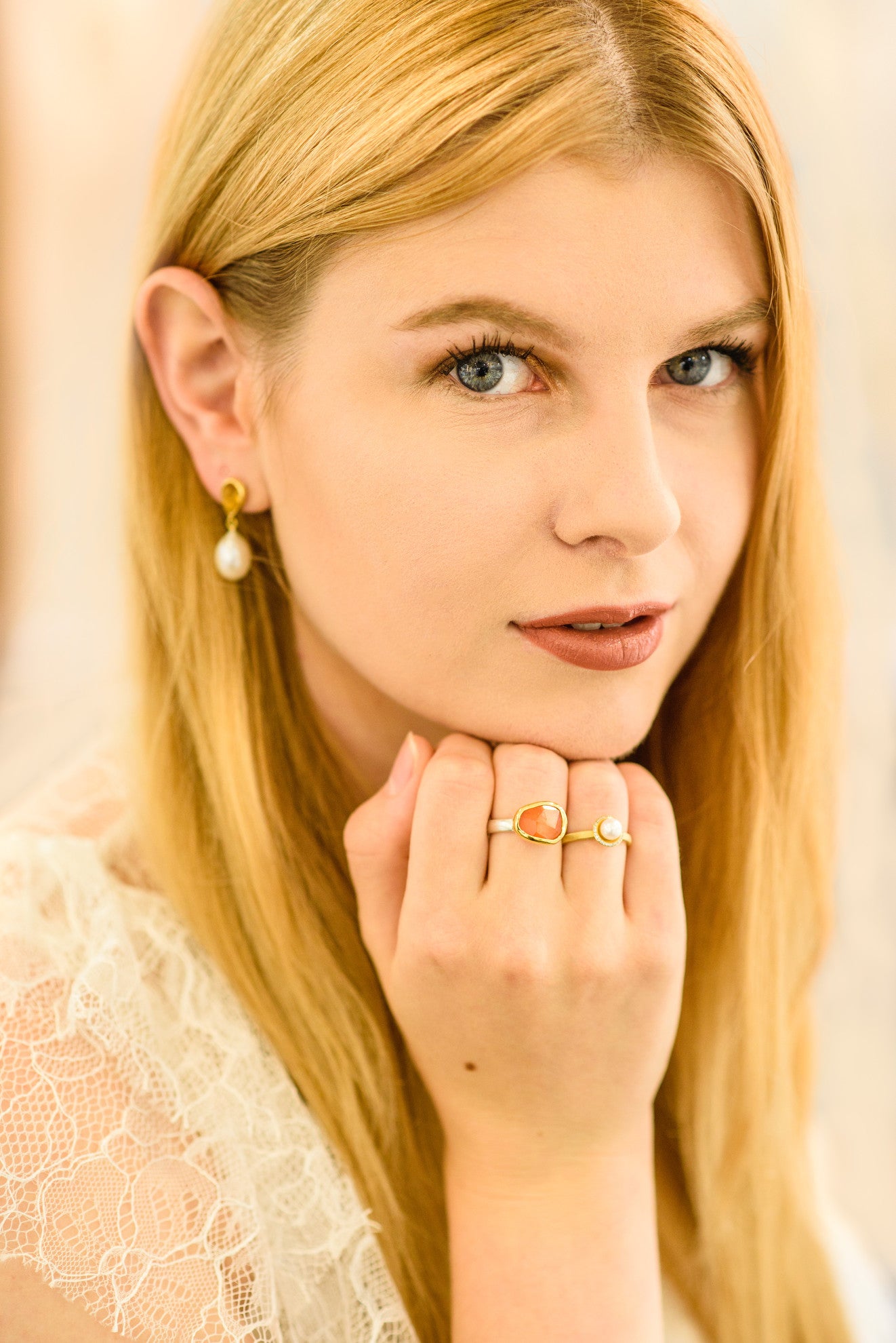 Citrine and Pearl Earrings