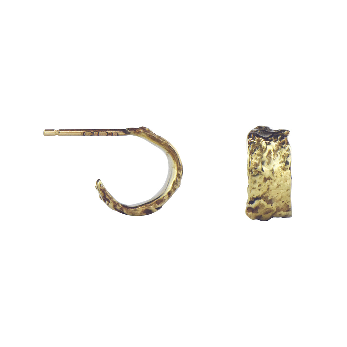 gold oak hoop earrings