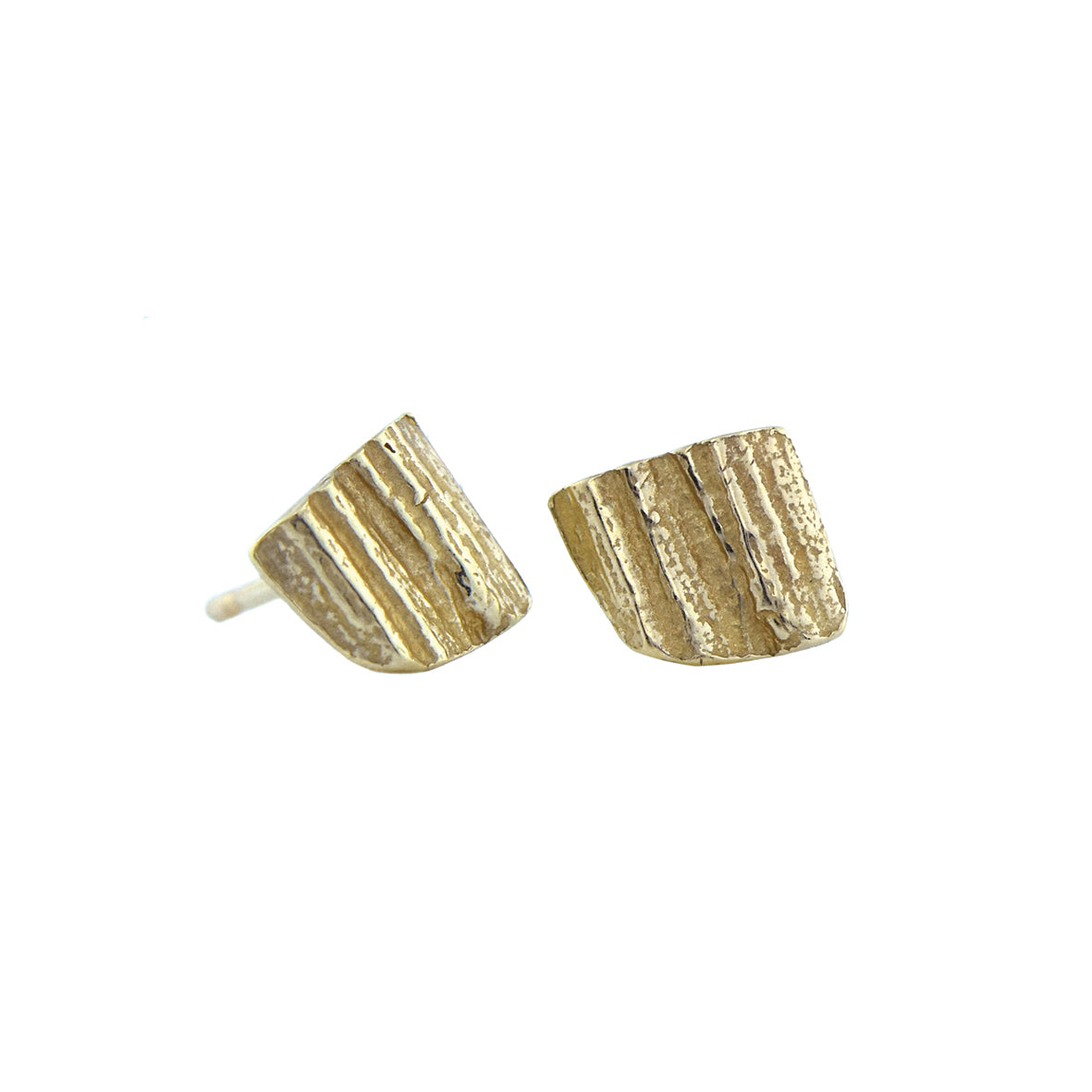gold triangle stud earrings