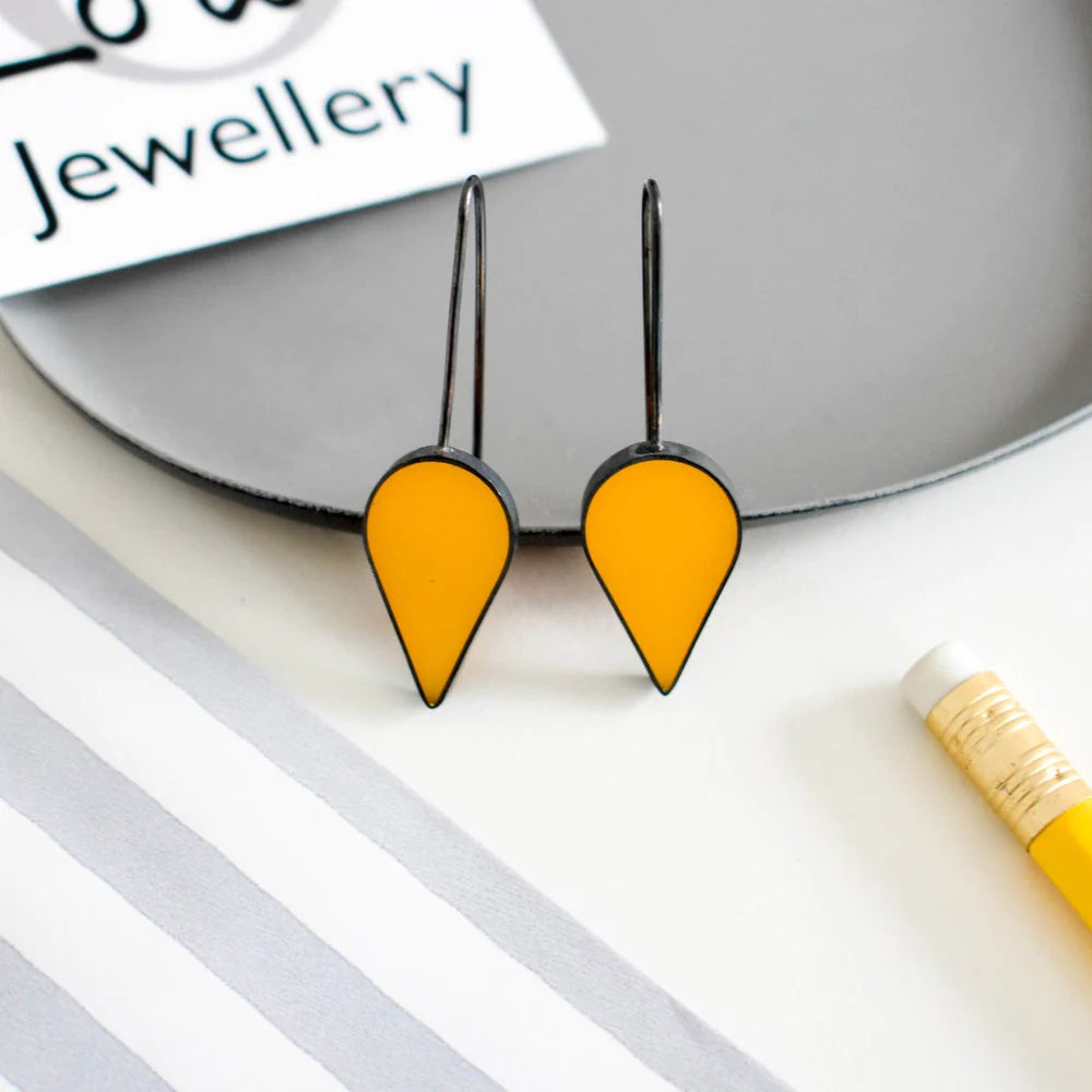 yellow teardrop earrings