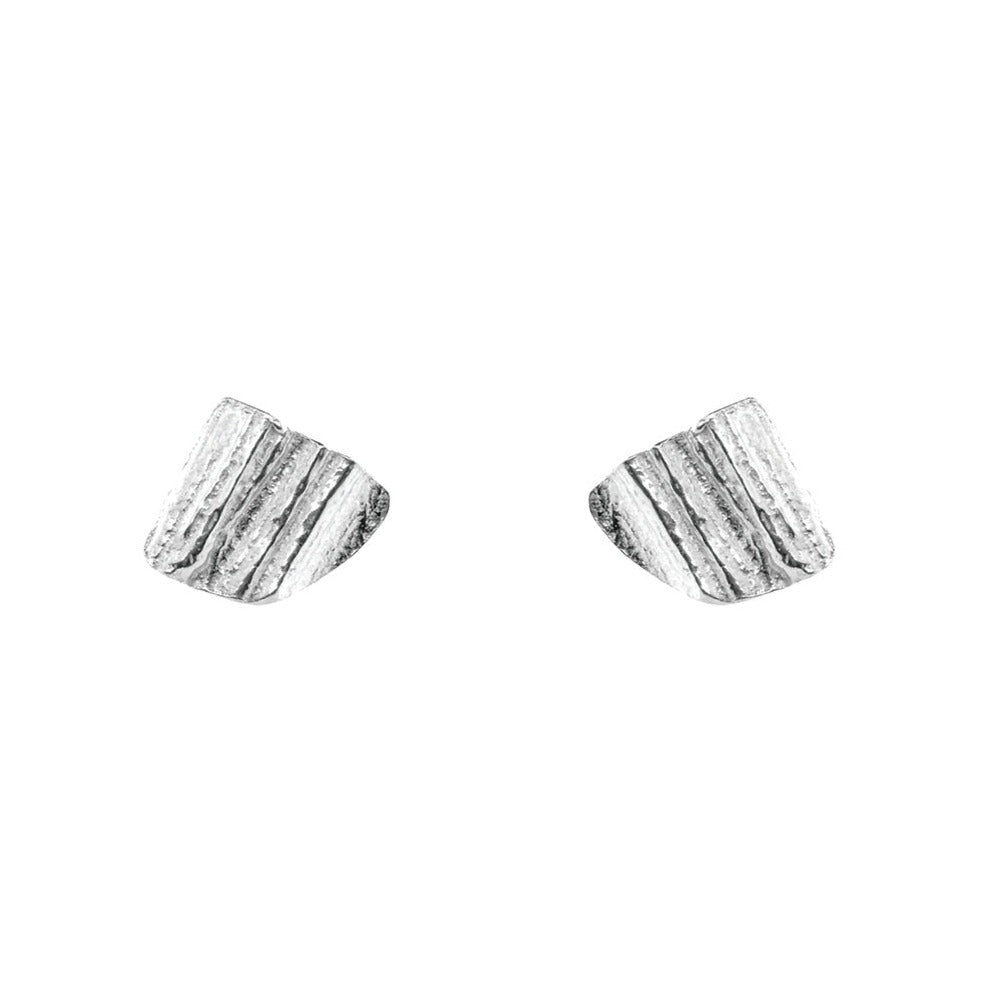 silver triangle stud earrings