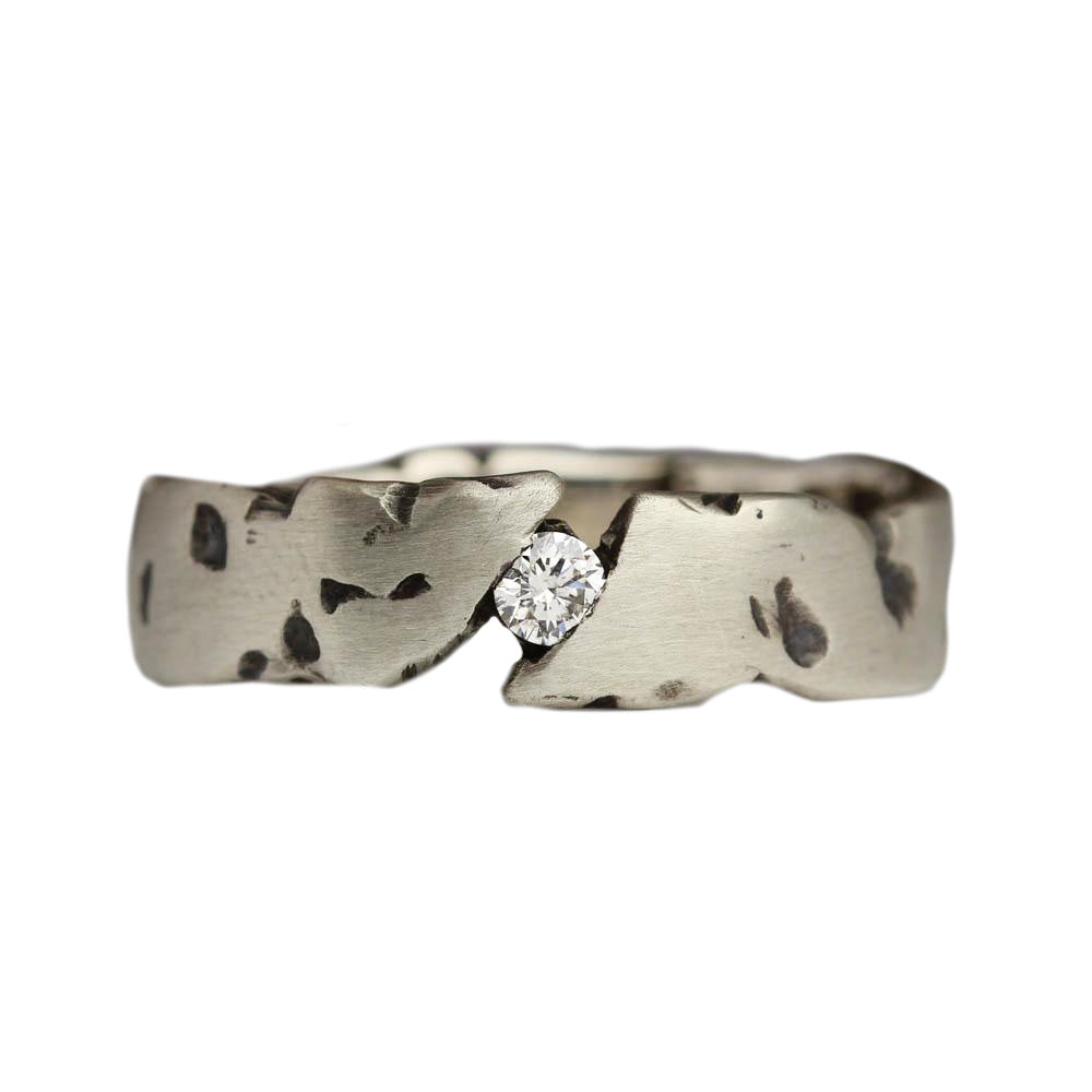 silver and diamond rock ring