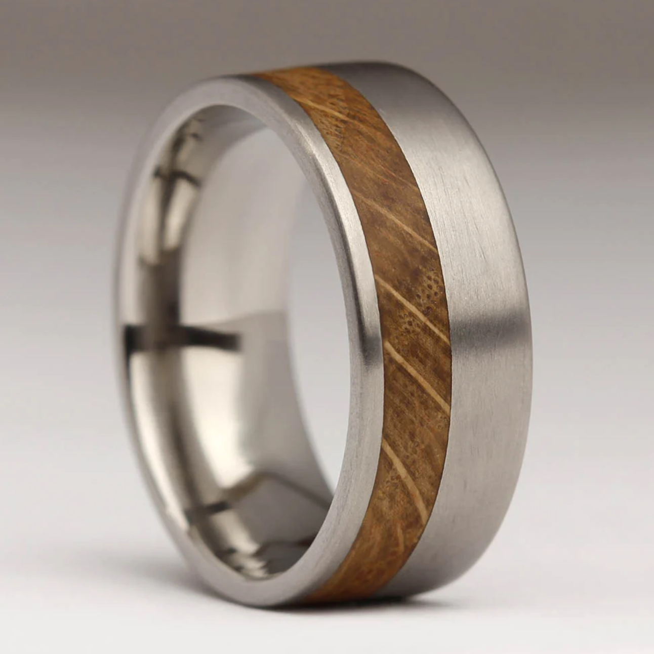 titanium and olive wood ring