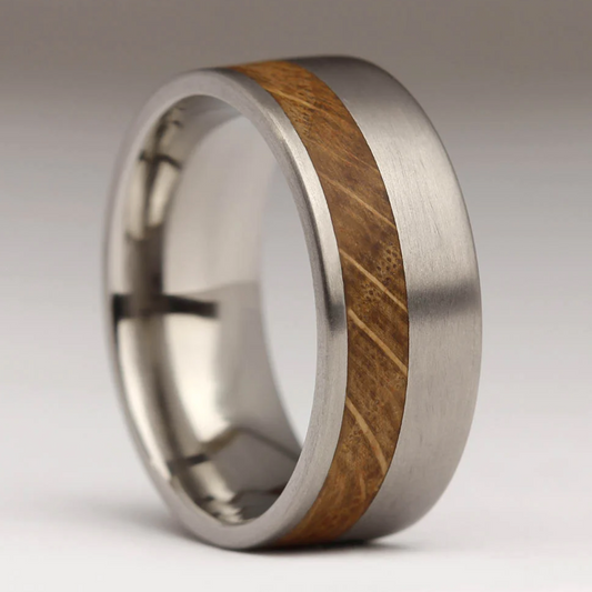 titanium and olive wood ring