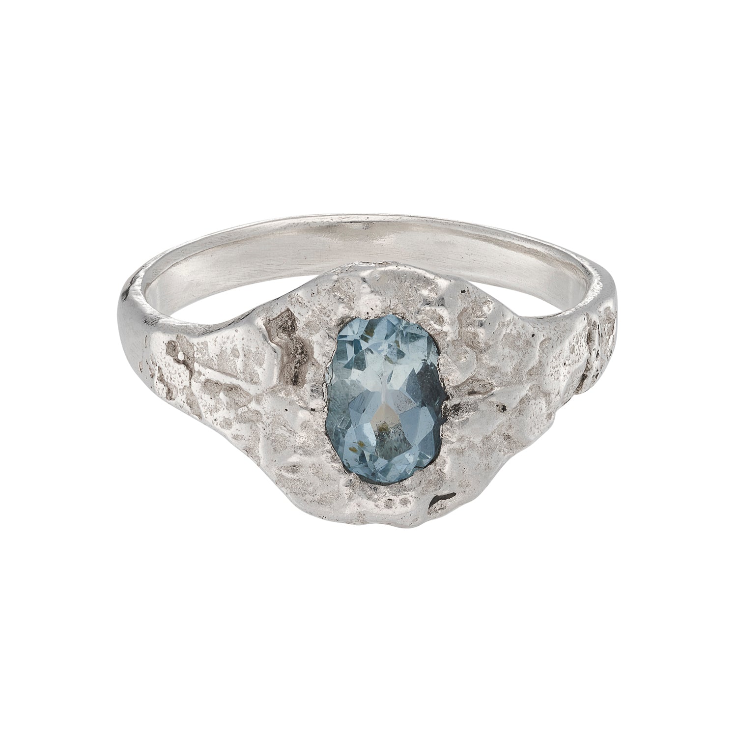 Silver & Aquamarine Signet Ring