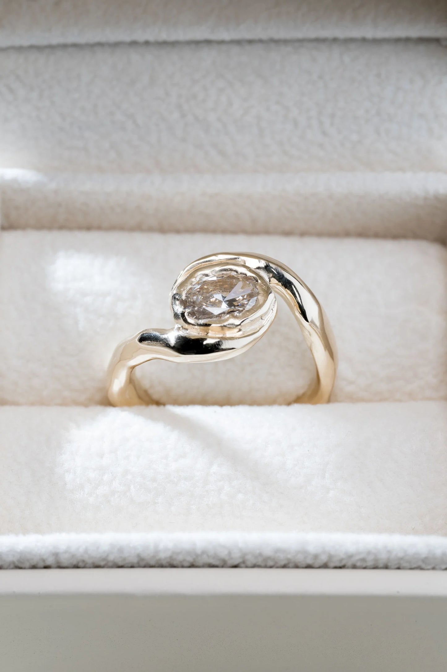 Wave Oval Diamond Ring