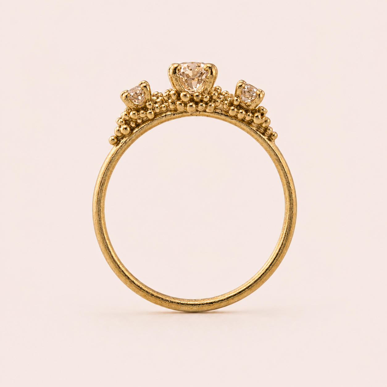Triple Cluster Ring with Champagne Diamonds
