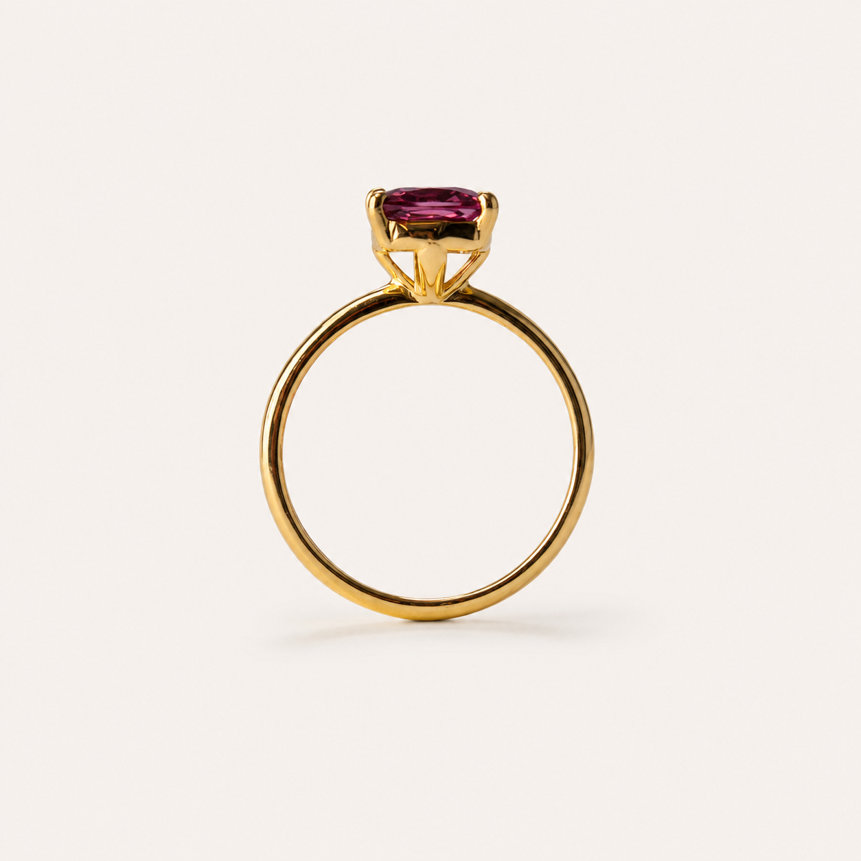 18ct yellow gold pink sapphire solitaire