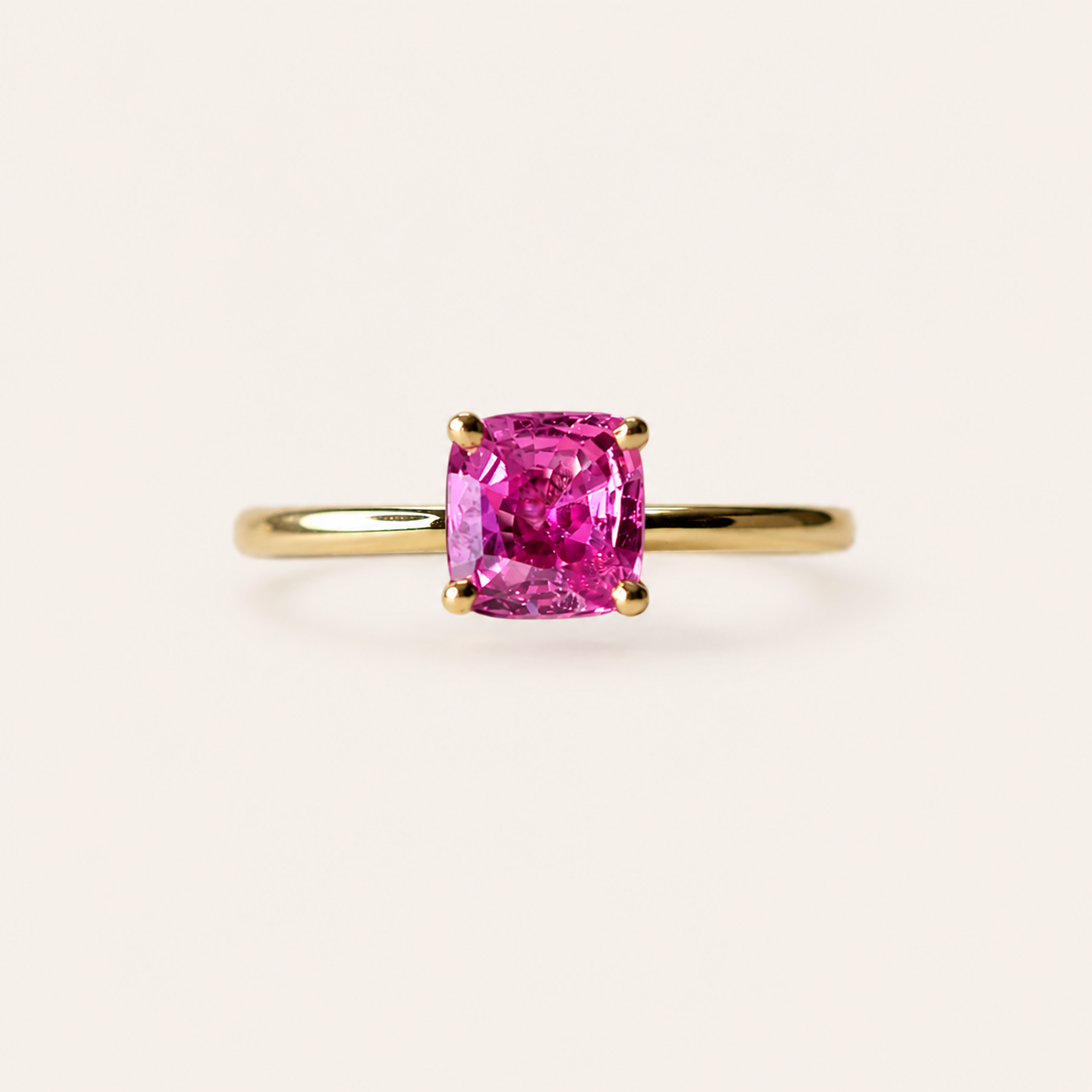 18ct yellow gold pink sapphire solitaire
