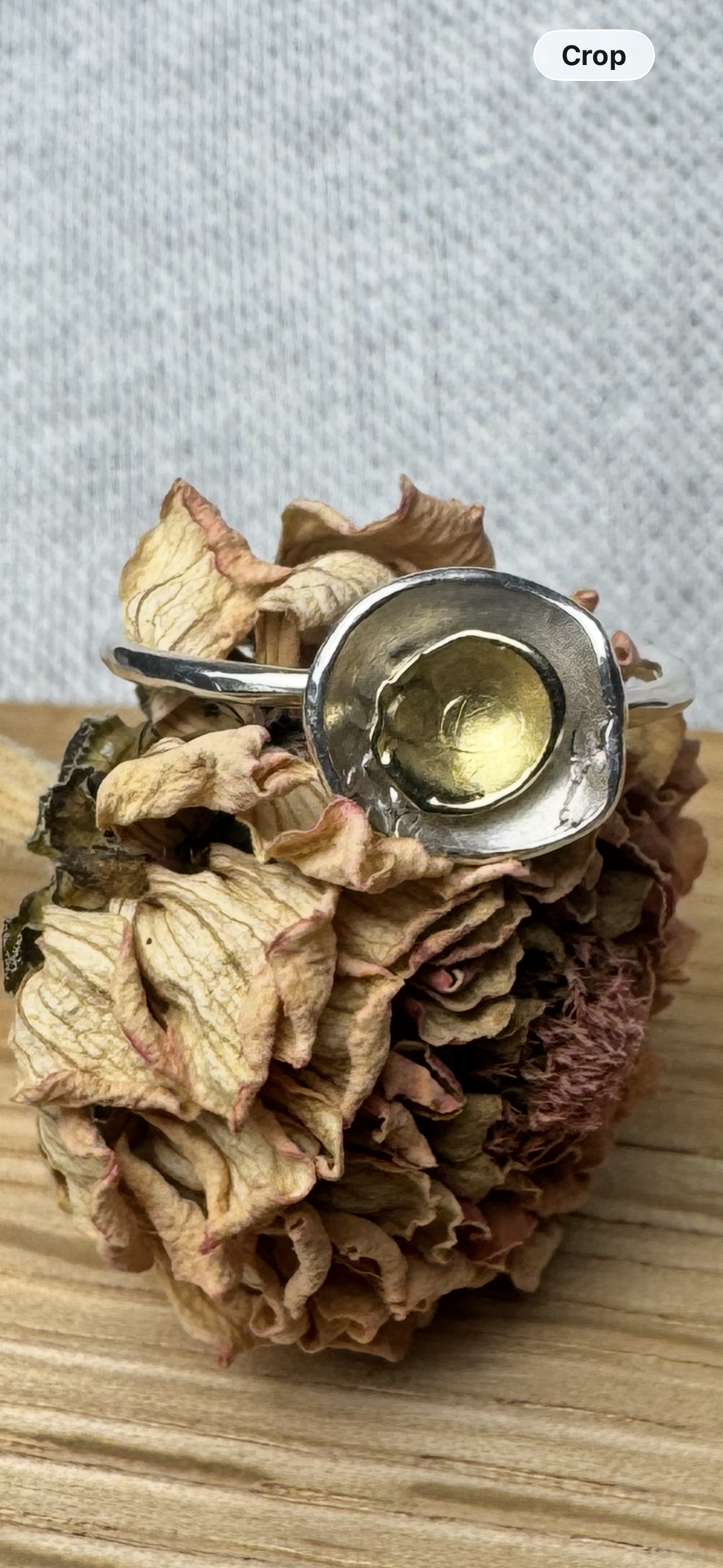 VAULT - Malcolm Morris Apple Blossom ring in silver & 18ct yellow gold size K