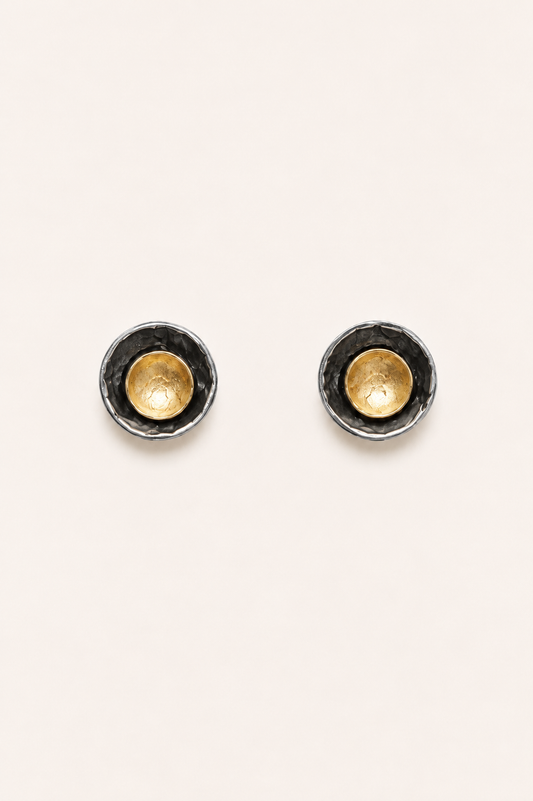 VAULT - Malcolm Morris Silver & 18ct gold Apple Blossom studs